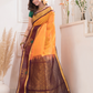 Pure Handloom Korvai Saree | Pumpkin Orange