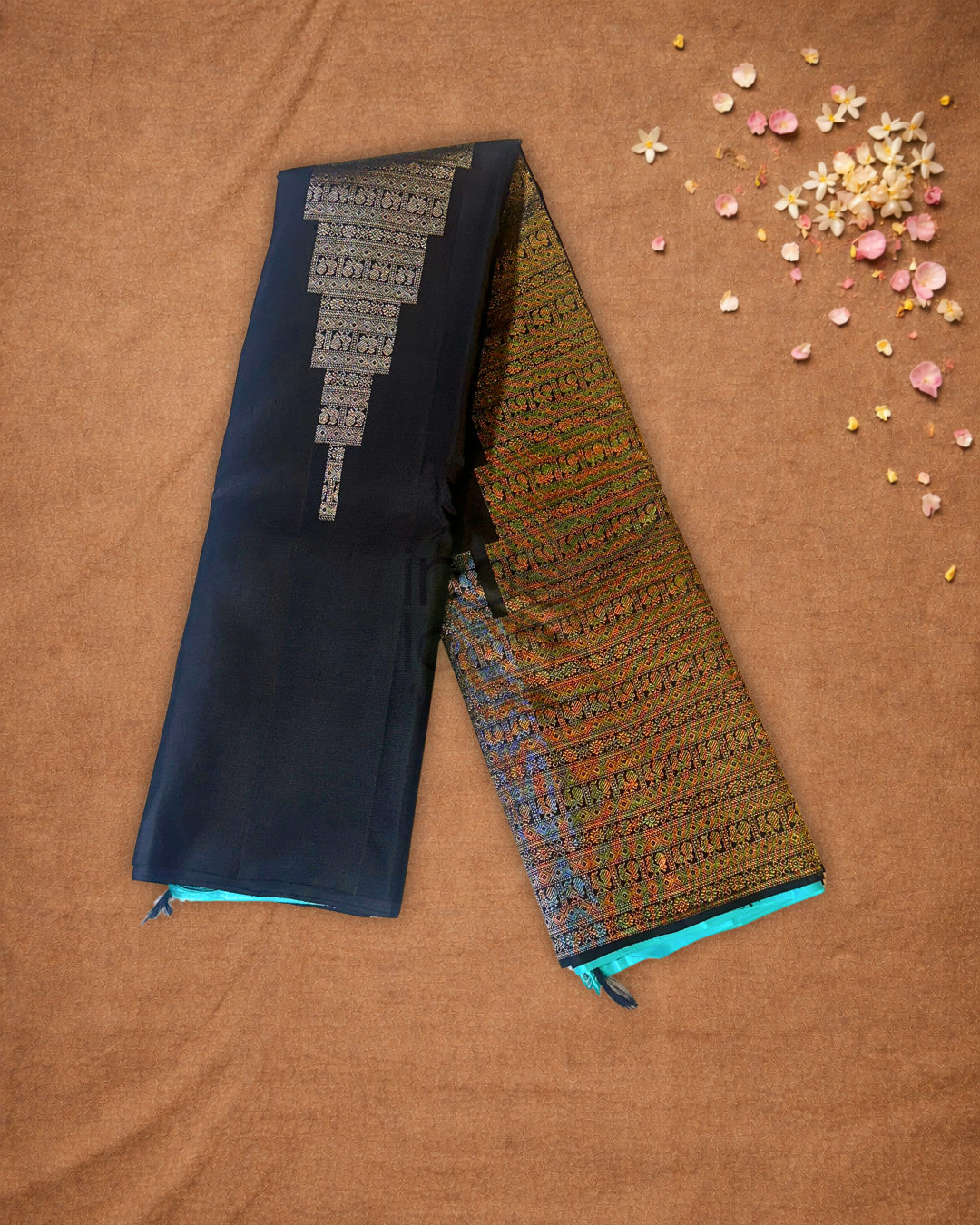Silk Mark Certified Handloom Kanjivaram Silk Saree  |  Midnight Black