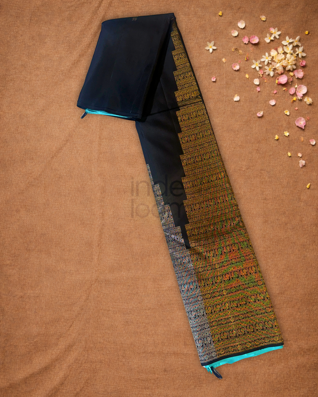 Silk Mark Certified Handloom Kanjivaram Silk Saree  |  Midnight Black