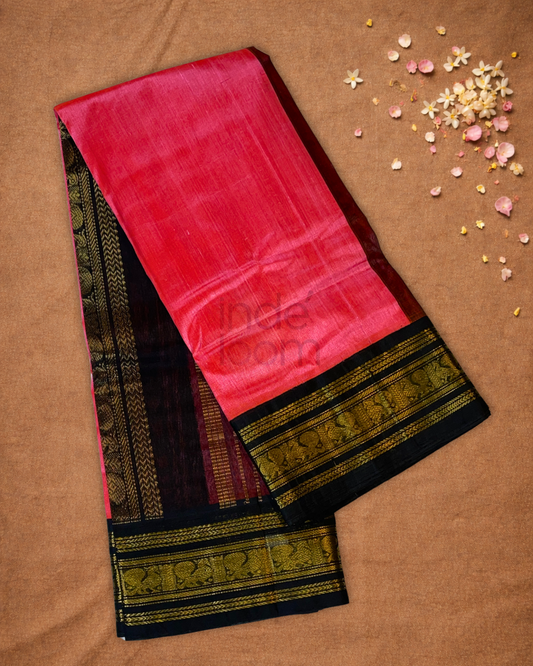 Pure Handloom Korvai Saree | Deep Pink