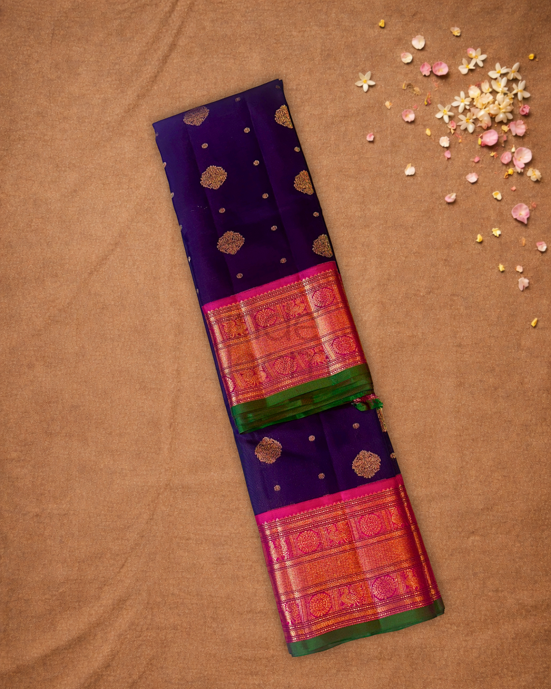 Silk Mark Certified Handloom Kanjivaram Silk Saree  |  Indigo Purple