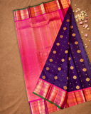 Silk Mark Certified Handloom Kanjivaram Silk Saree  |  Indigo Purple