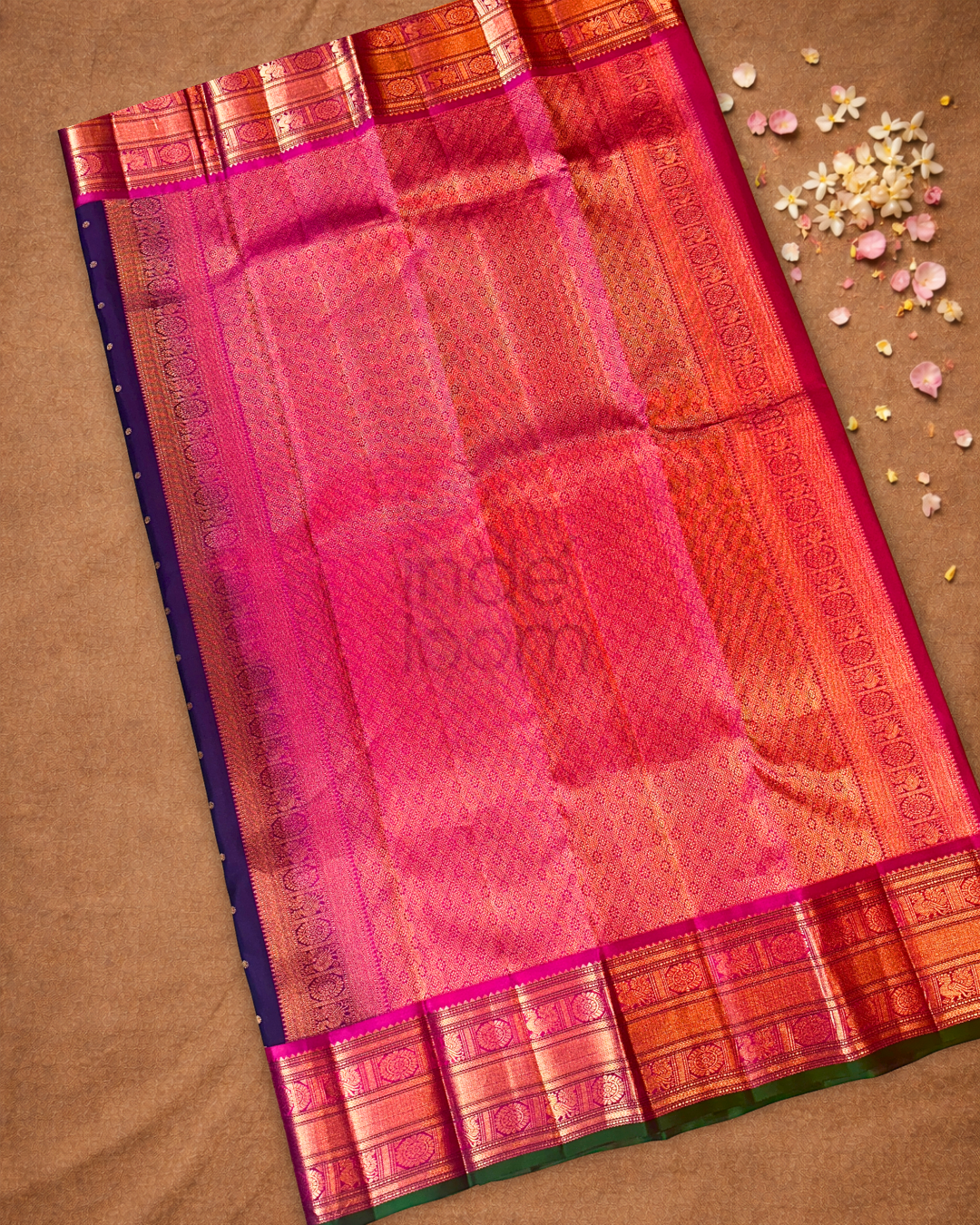 Silk Mark Certified Handloom Kanjivaram Silk Saree  |  Indigo Purple