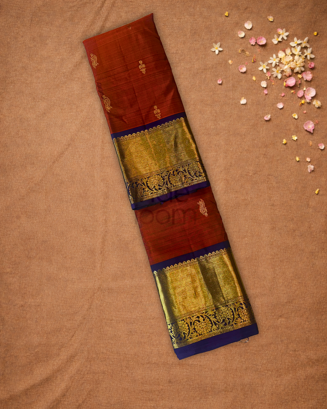 Silk Mark Certified Handloom Kanjivaram Silk Saree  |  Mahogany Brown