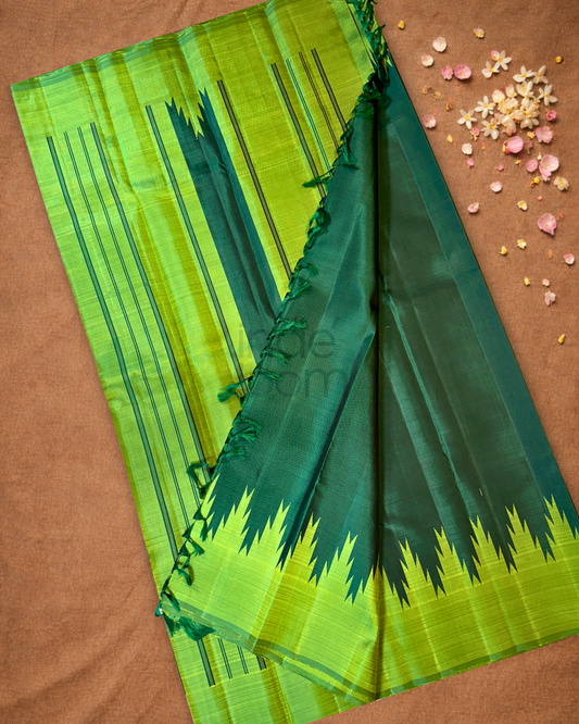 Silk Mark Certified Handloom Kanjivaram Silk Saree  |  Deep Teal