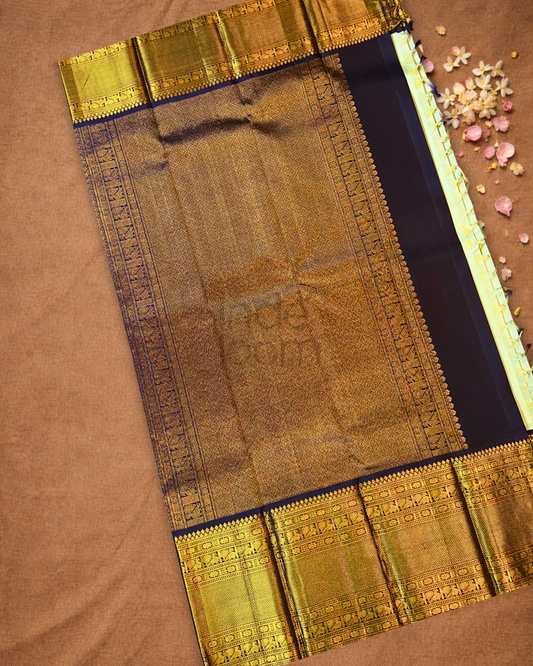 Silk Mark Certified Handloom Kanjivaram Silk Saree  |  Sage Green