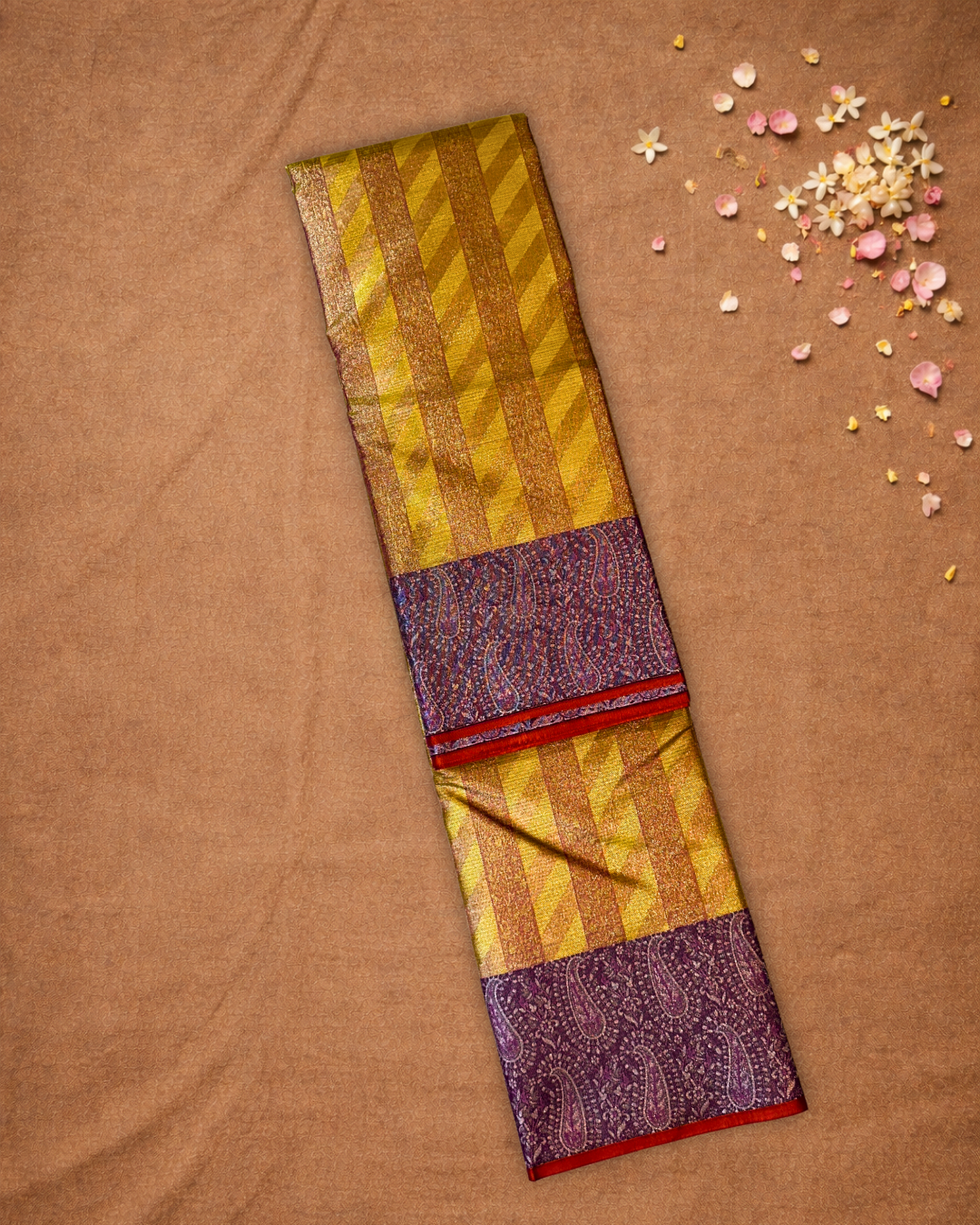 Silk Mark Certified Handloom Kanjivaram Silk Saree  |  Golden Yellow