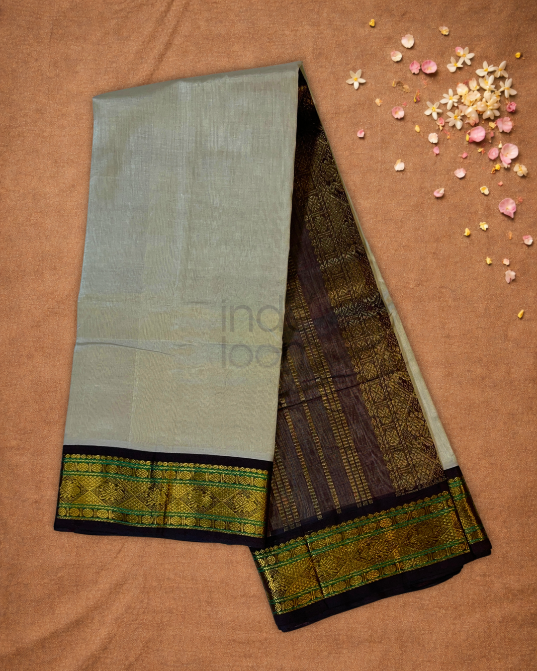 Pure Handloom Korvai Saree | Pale White