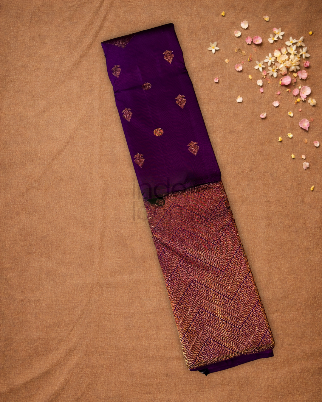 Silk Mark Certified Handloom Kanjivaram Silk Saree  |  Indigo Purple