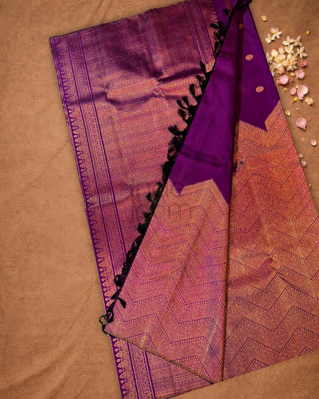 Silk Mark Certified Handloom Kanjivaram Silk Saree  |  Indigo Purple