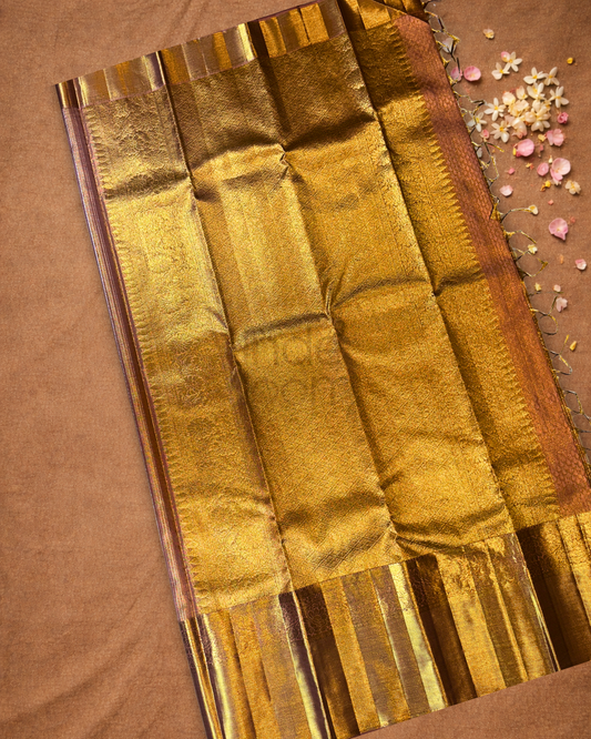 Silk Mark Certified Handloom Kanjivaram Silk Saree  |  Mustard Yellow