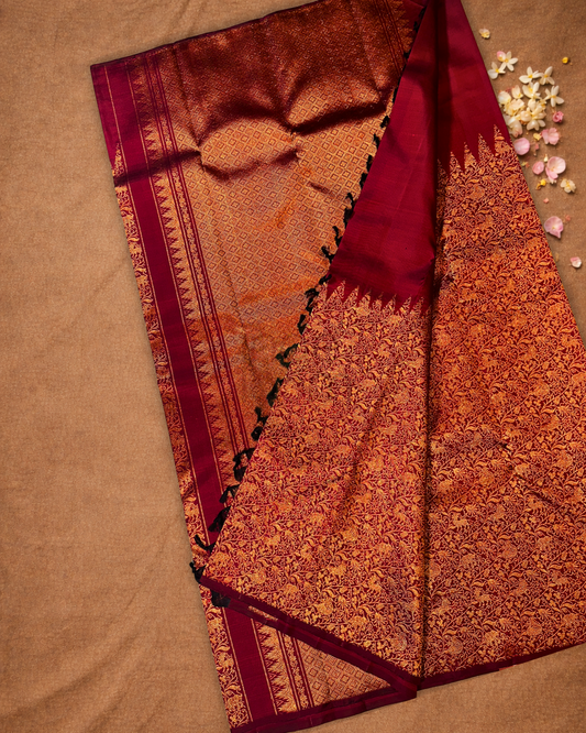 Kanjivaram Saree With Deep Maroon