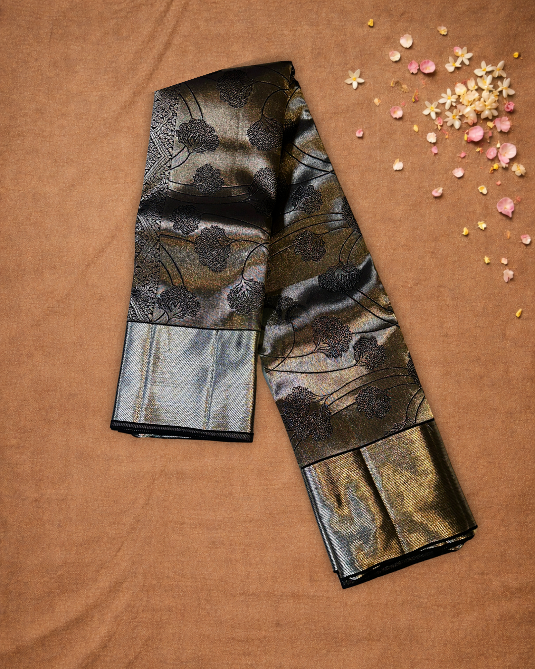 Silk Mark Certified Handloom Kanjivaram Silk Saree  |  Slate Grey