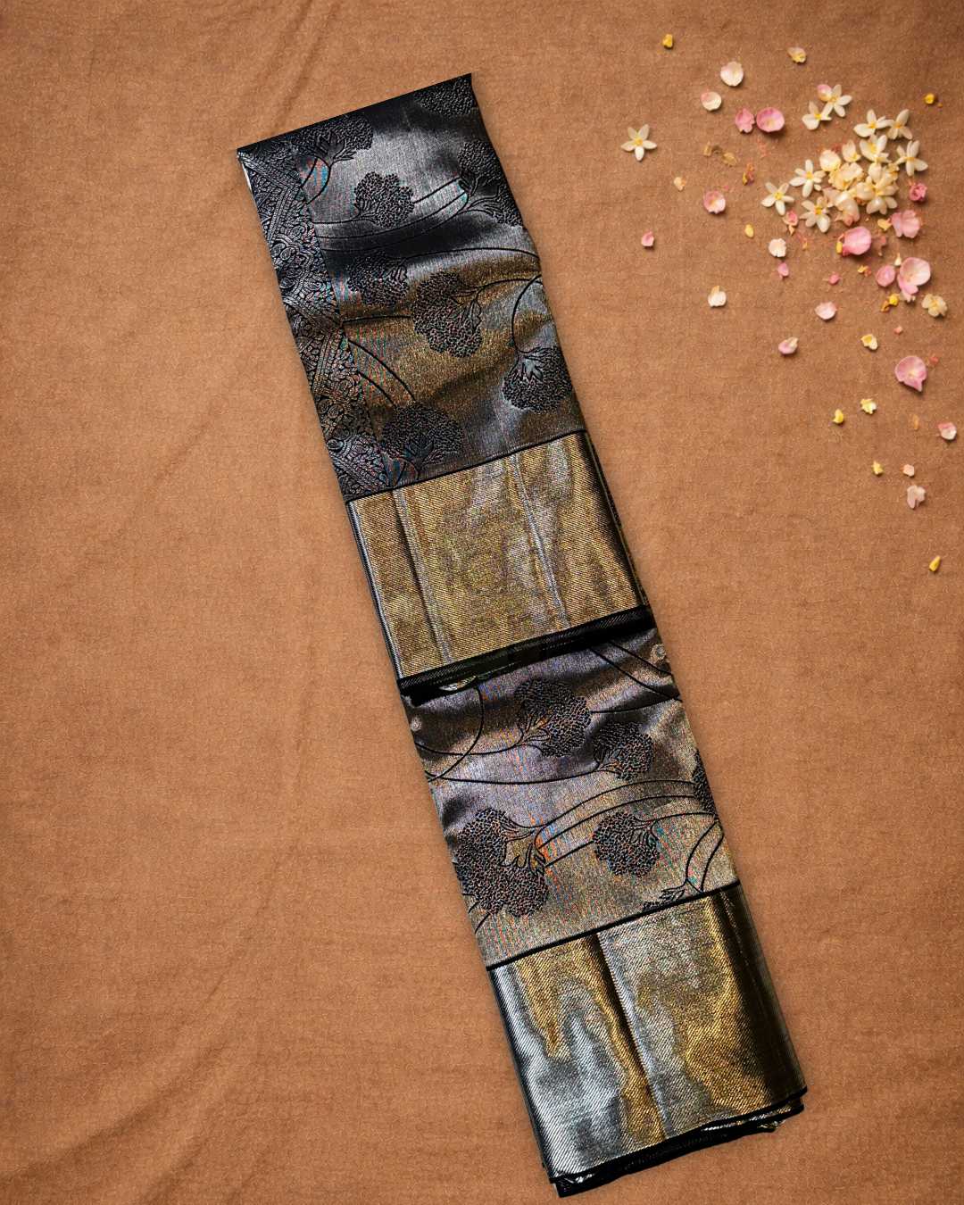 Silk Mark Certified Handloom Kanjivaram Silk Saree  |  Slate Grey