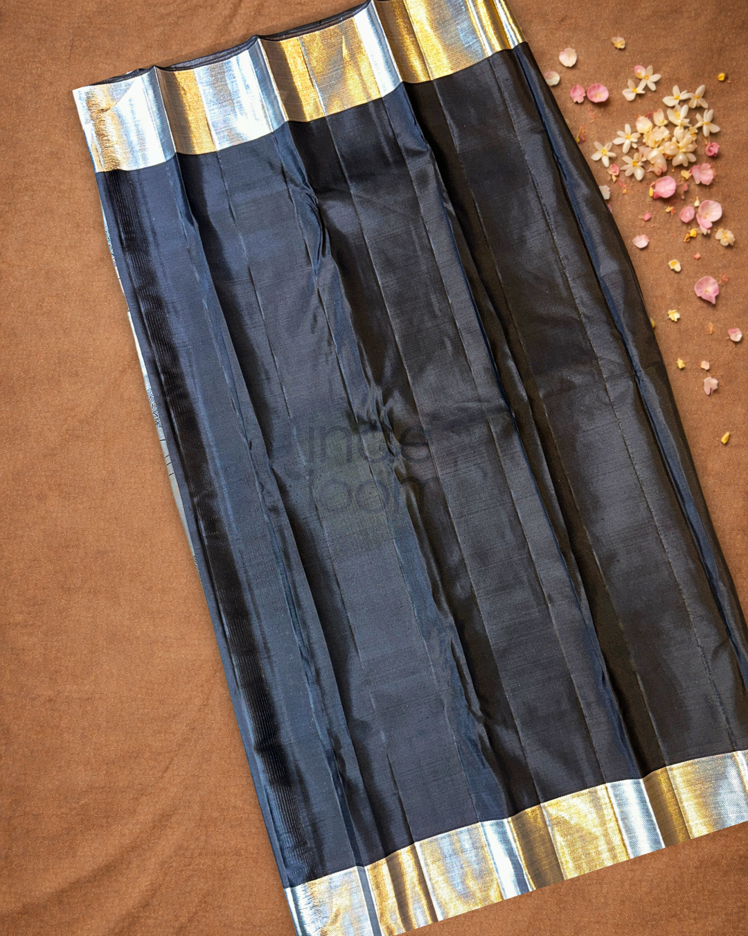 Silk Mark Certified Handloom Kanjivaram Silk Saree  |  Slate Grey