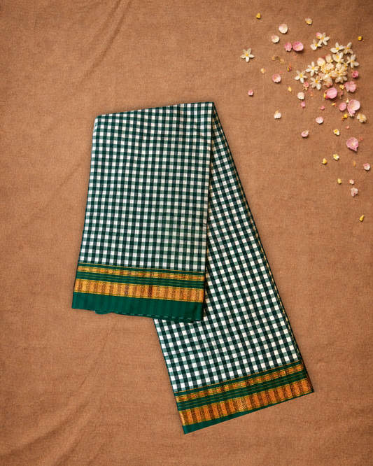 Traditional Ilkal Cotton Silk Viscose Saree  |  Warm Ivory