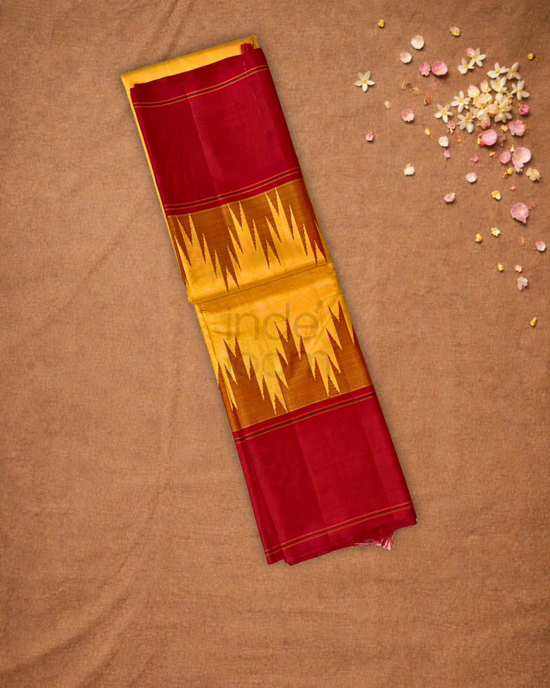 Silk Mark Certified Handloom Kanjivaram Silk Saree  |  Mustard Yellow