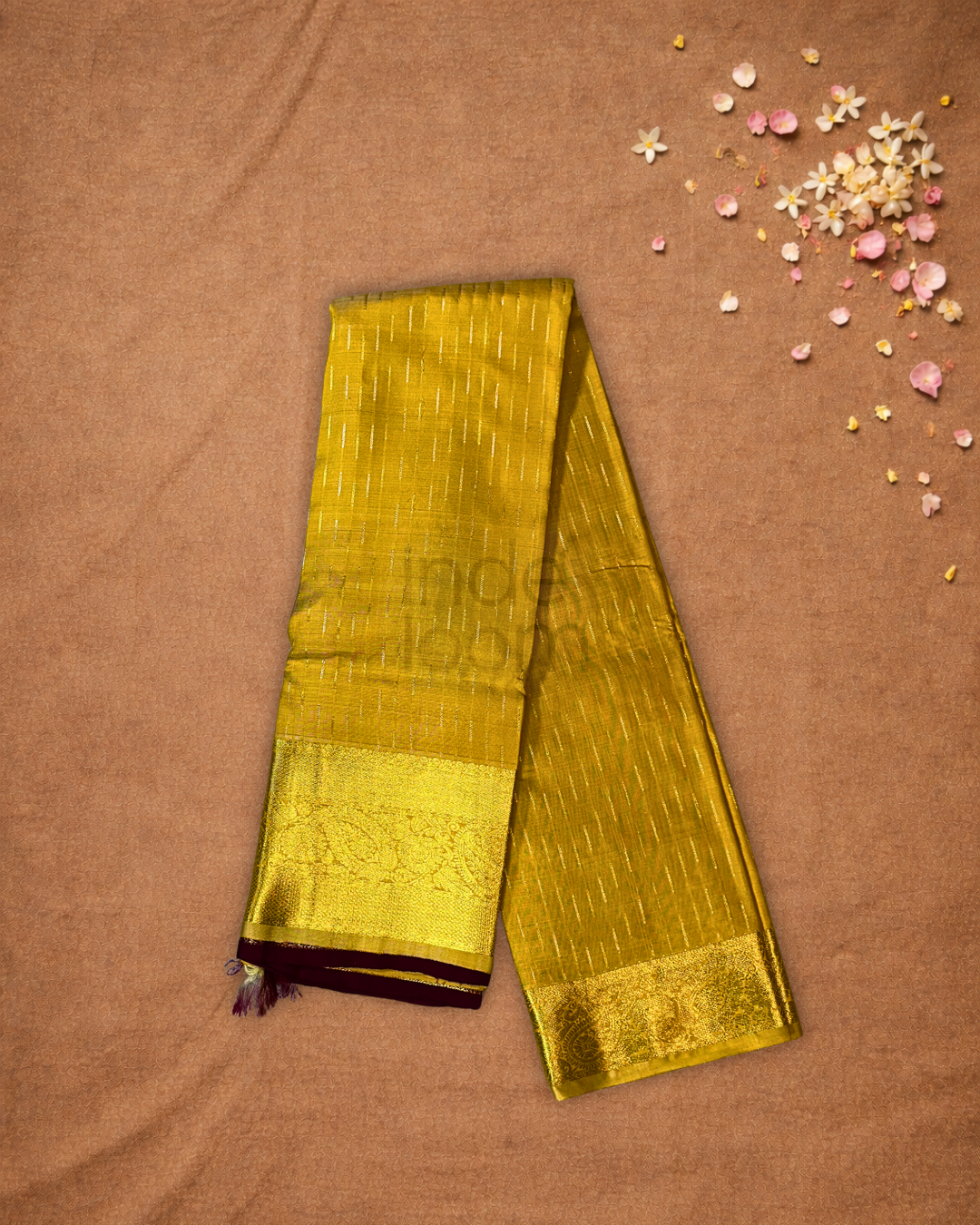 Silk Mark Certified Handloom Kanjivaram Silk Saree  |  Mustard Yellow