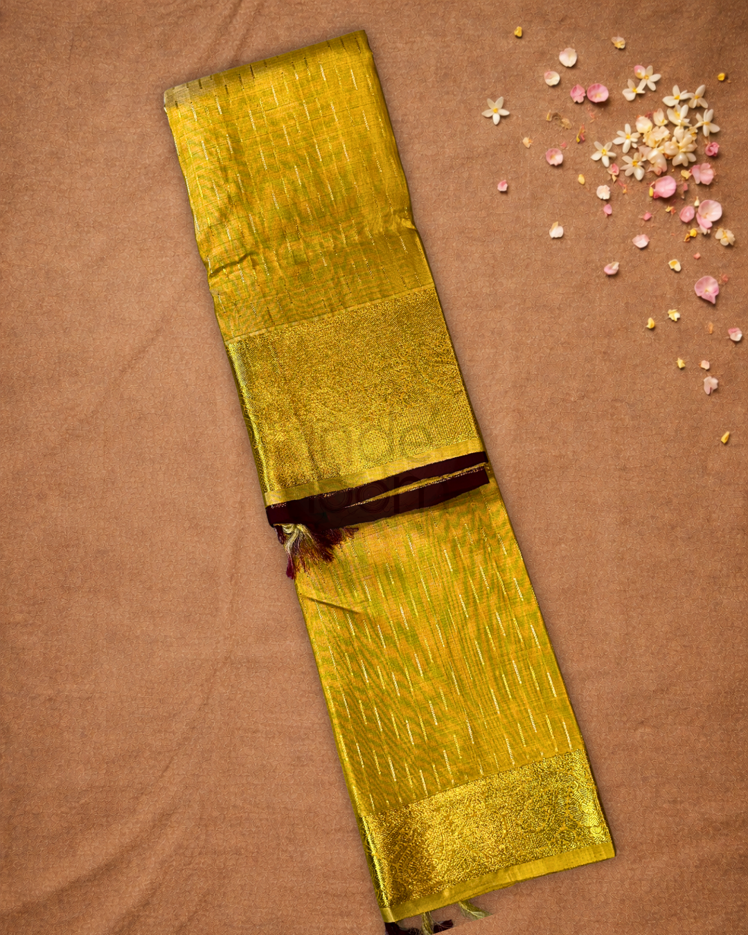 Silk Mark Certified Handloom Kanjivaram Silk Saree  |  Mustard Yellow
