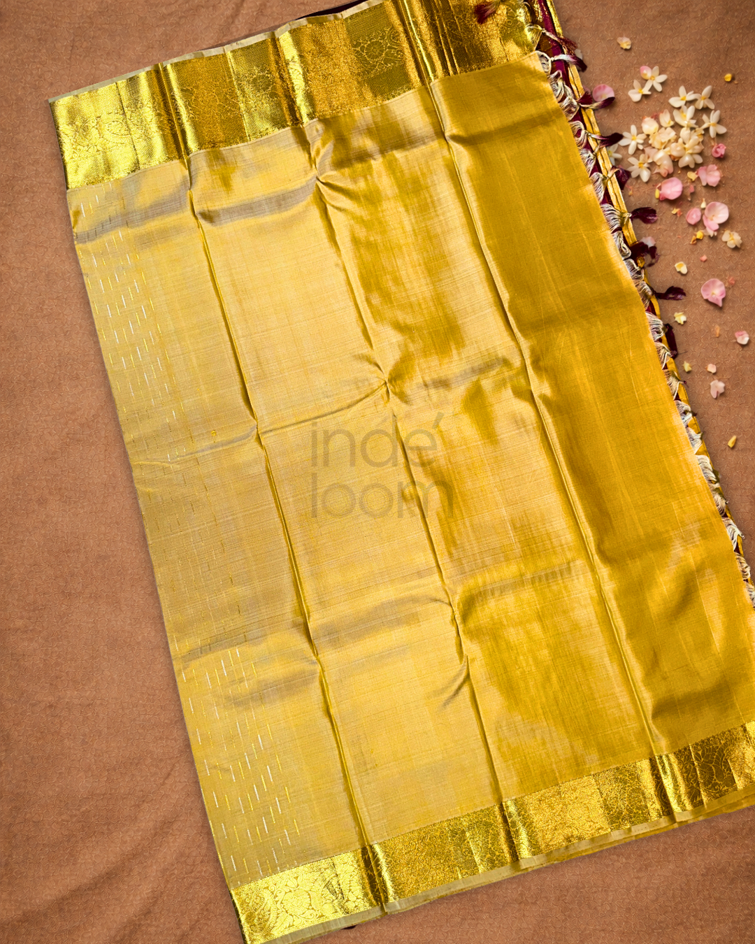Silk Mark Certified Handloom Kanjivaram Silk Saree  |  Mustard Yellow