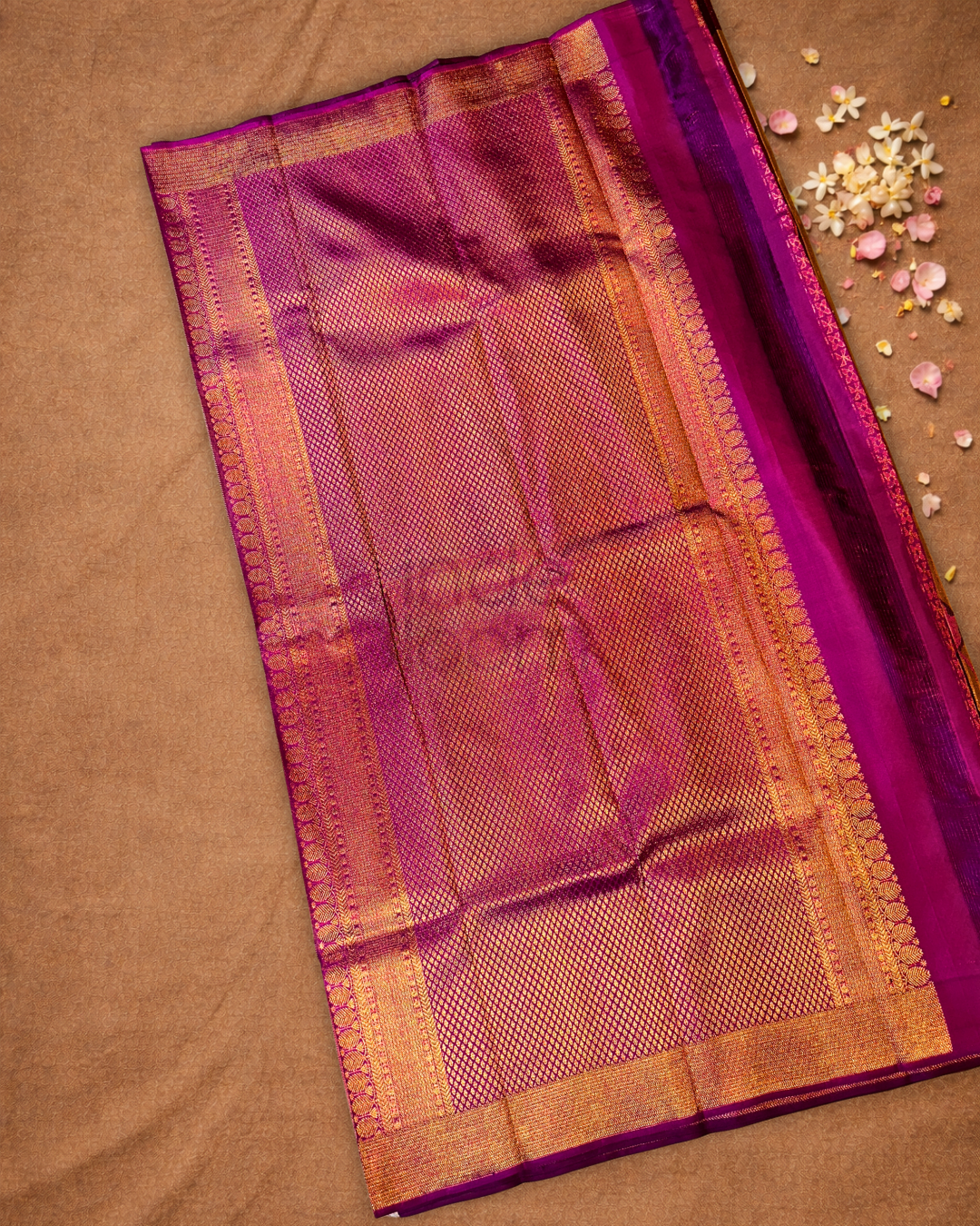 Silk Mark Certified Handloom Kanjivaram Silk Saree  |  Burgundy Red