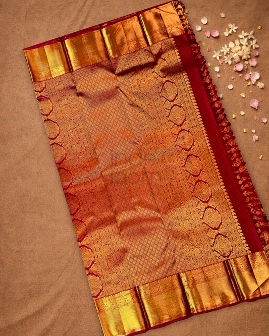 Kanjivaram Saree With Chilli Red