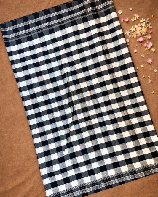 Ilkal Saree in Bone White With Black