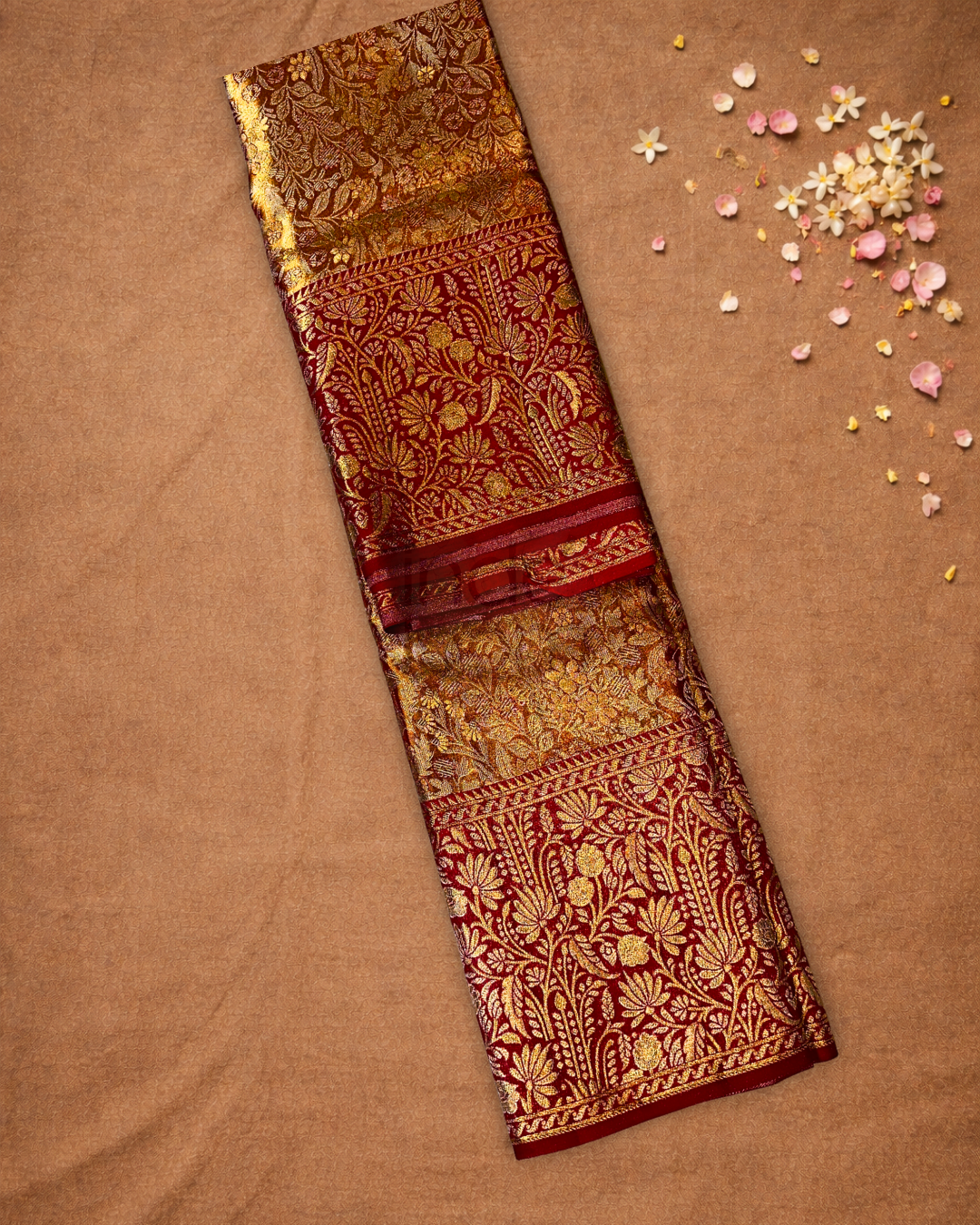 Kanjivaram Saree With Shaded Golden Maroon
