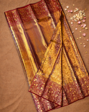 Kanjivaram Saree With Shaded Golden Maroon