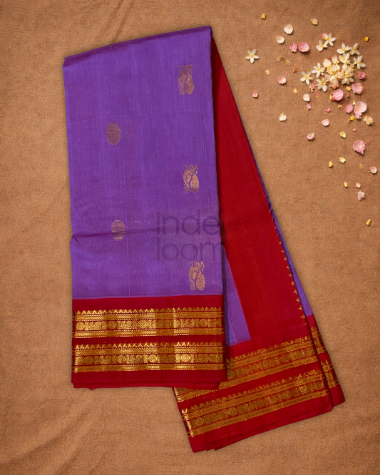 Pure Handloom Korvai Saree | Bright Purple