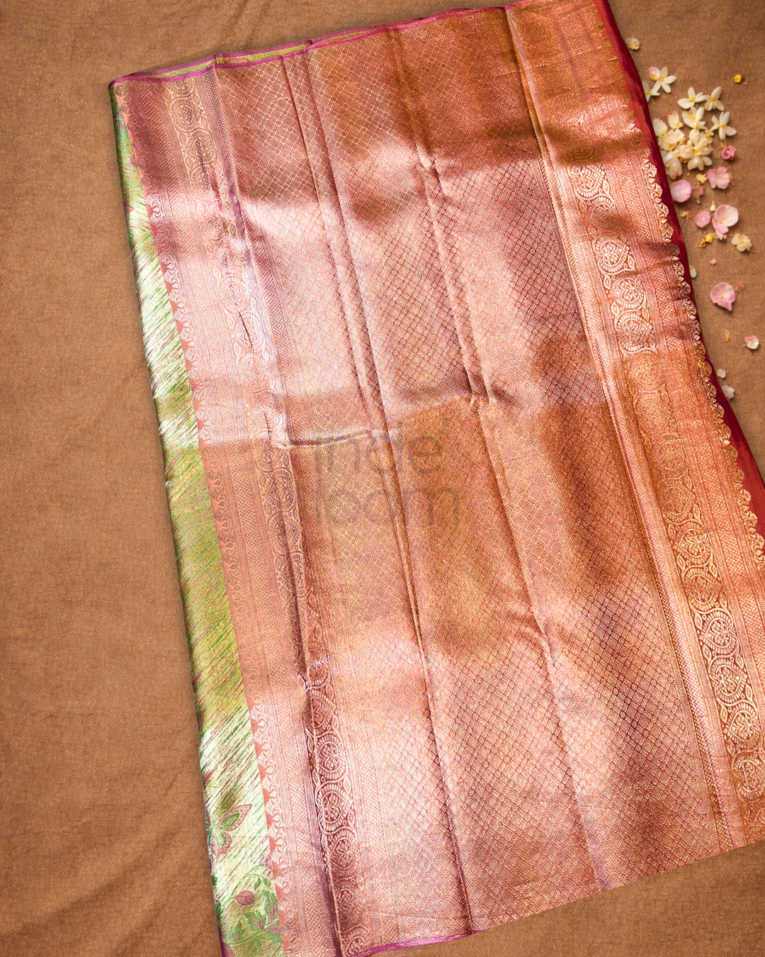 Silk Mark Certified Handloom Kanjivaram Silk Saree  |  Pistachio Green