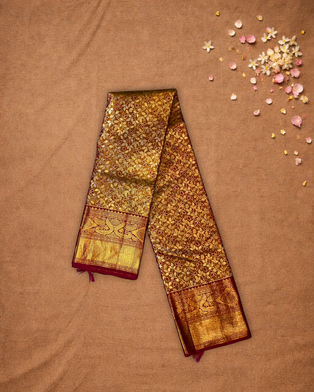 Silk Mark Certified Handloom Kanjivaram Silk Saree  |  Mustard Yellow