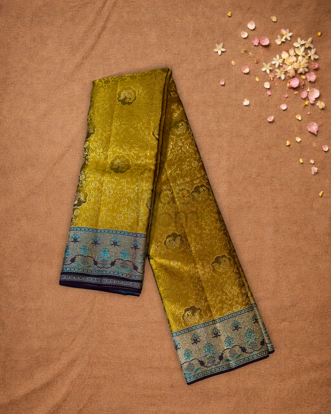 Kanjivaram Saree With Olive Green