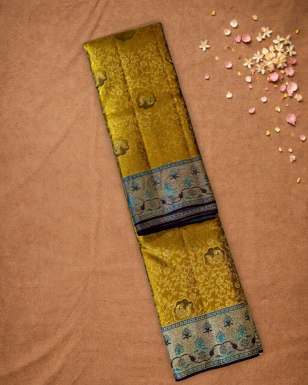 Kanjivaram Saree With Olive Green