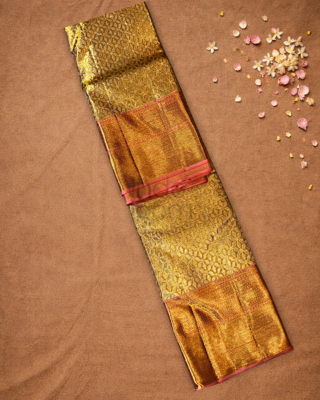 Silk Mark Certified Handloom Kanjivaram Silk Saree  |  Golden Yellow