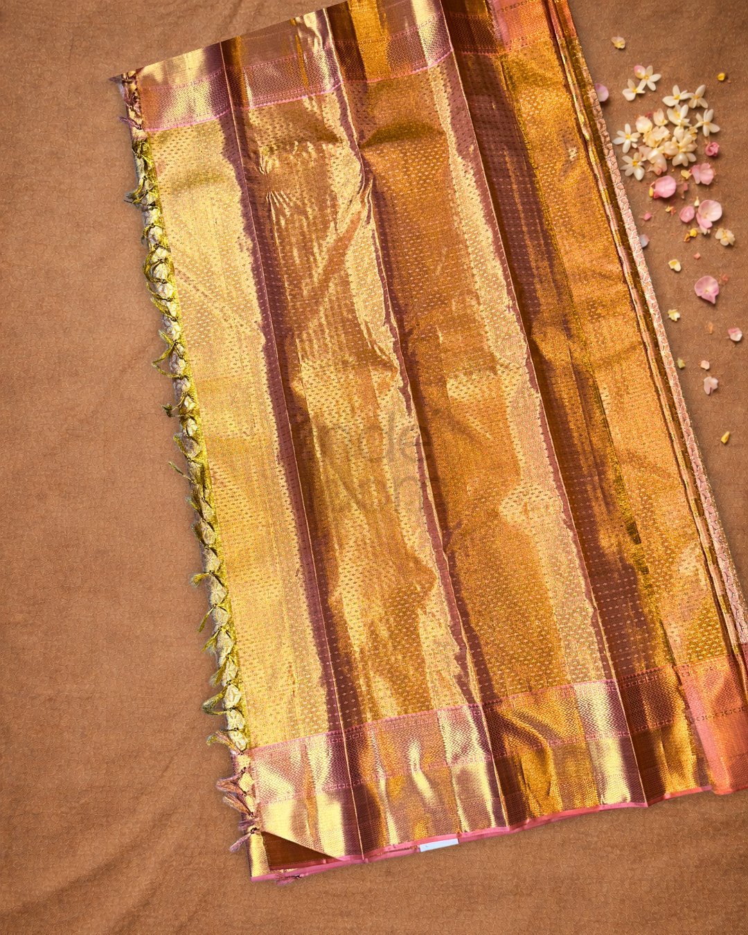 Silk Mark Certified Handloom Kanjivaram Silk Saree  |  Golden Yellow