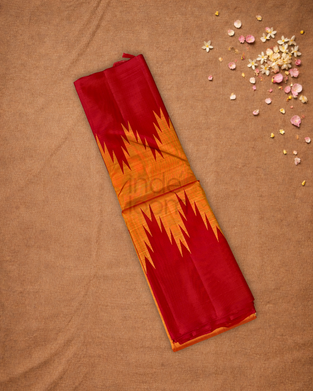 Silk Mark Certifed Handloom Kanjivaram Silk Saree  |  Fire Orange