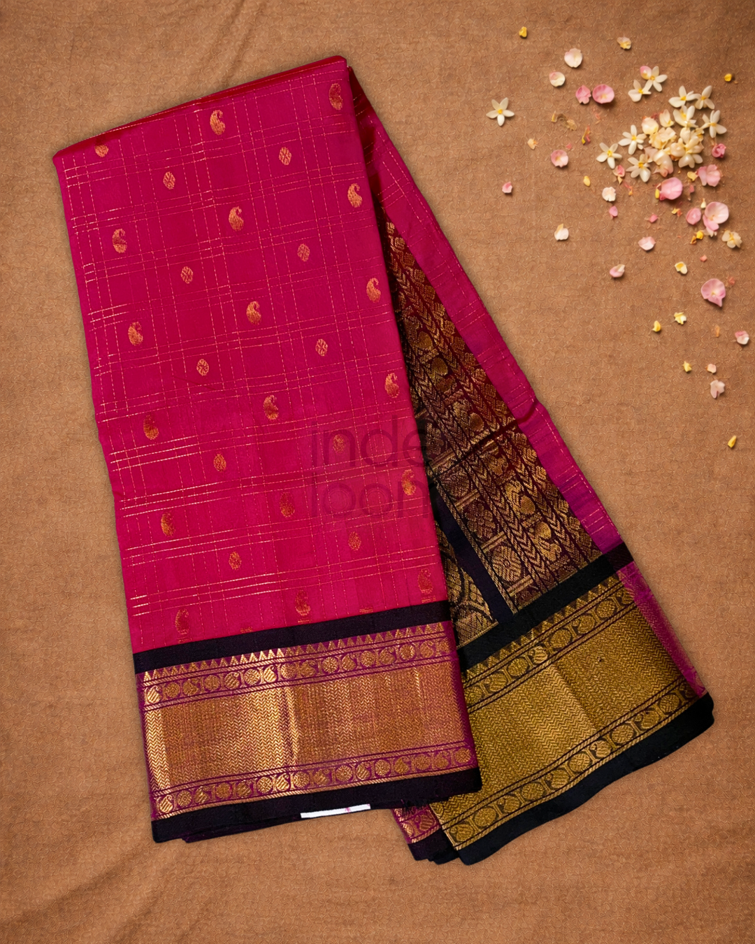 Pure Handloom Korvai Saree | Bright Pink