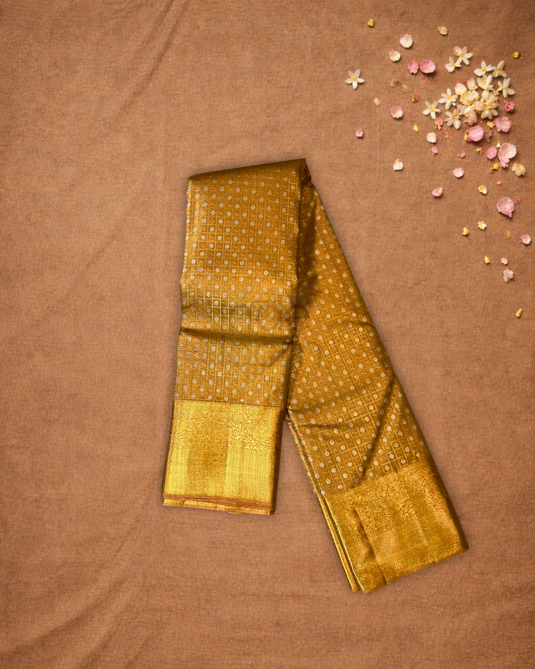 Silk Mark Certified Handloom Kanjivaram Silk Saree  |  Honey Yellow