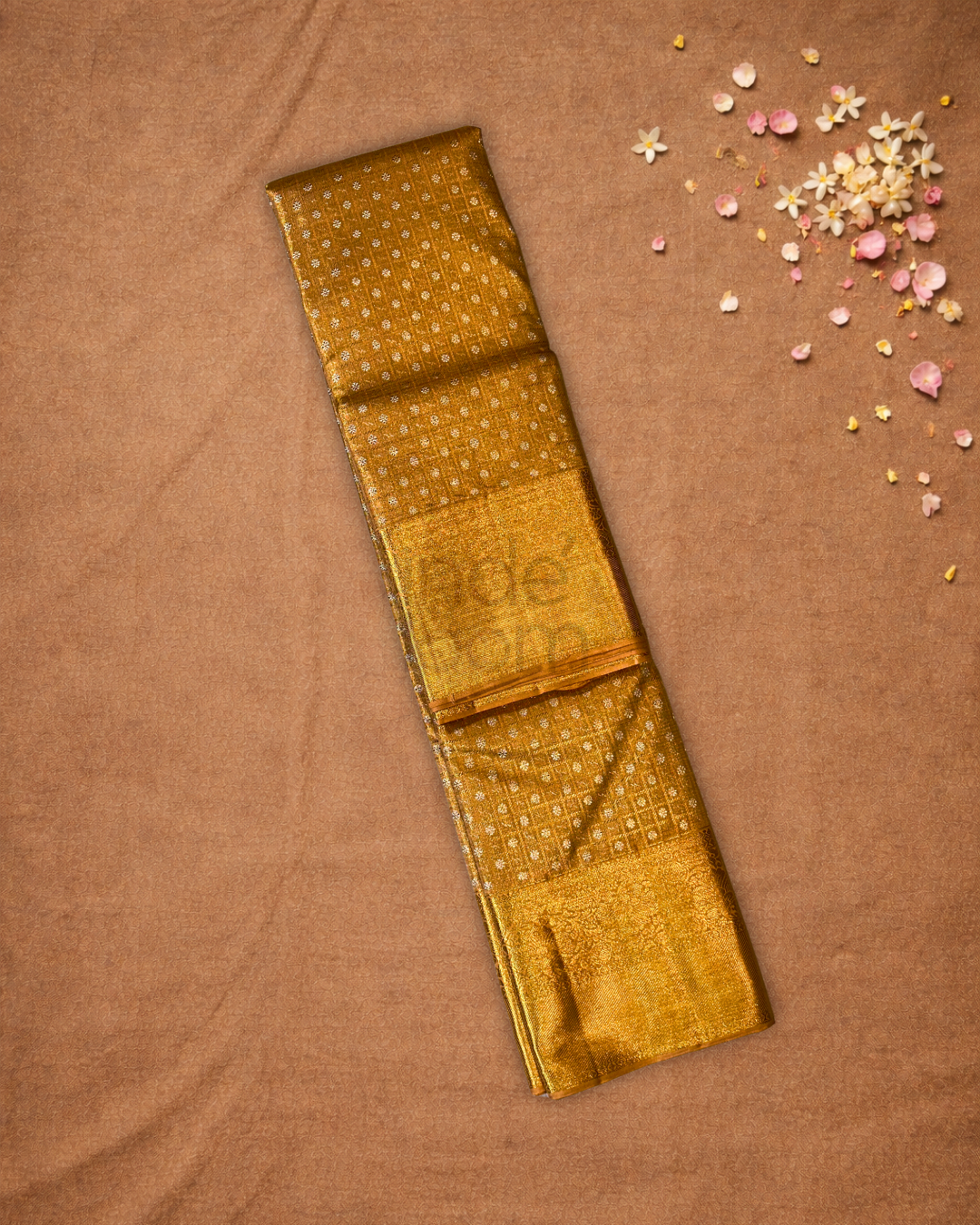 Silk Mark Certified Handloom Kanjivaram Silk Saree  |  Honey Yellow