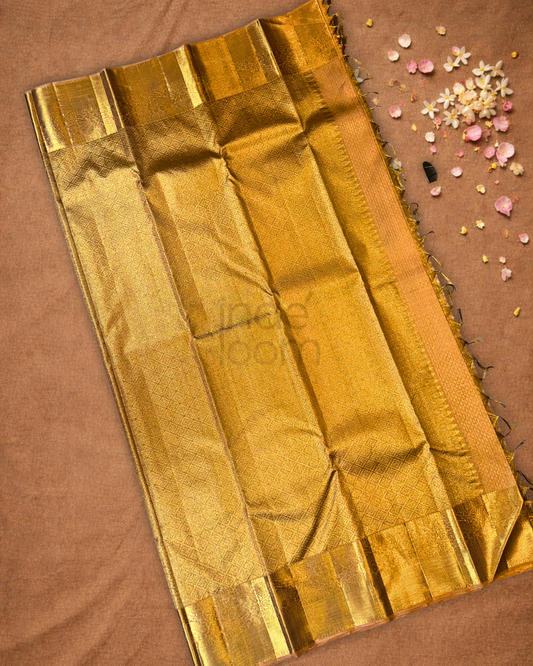 Silk Mark Certified Handloom Kanjivaram Silk Saree  |  Honey Yellow