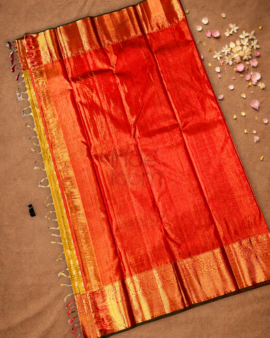 Silk Mark Certified Handloom Kanjivaram Silk Saree  |  Olive Green