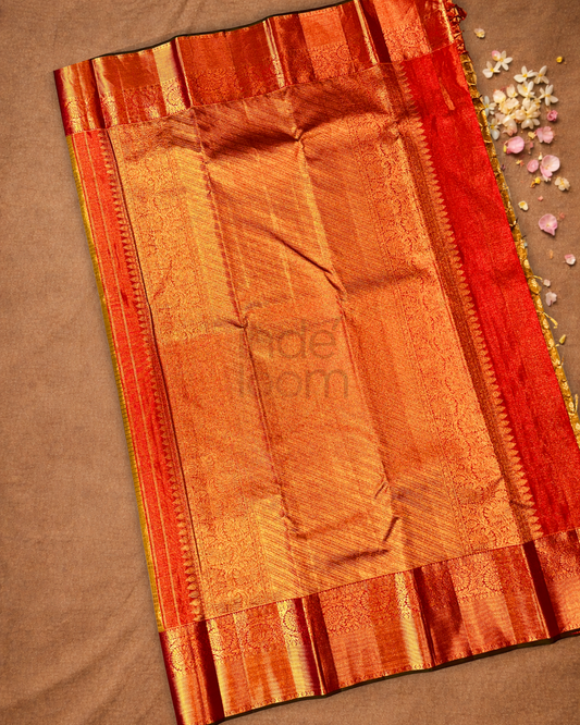 Silk Mark Certified Handloom Kanjivaram Silk Saree  |  Olive Green