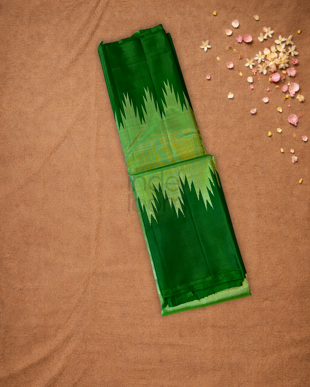 Silk Mark Certified Handloom Kanjivaram Silk Saree  |  Lime Green