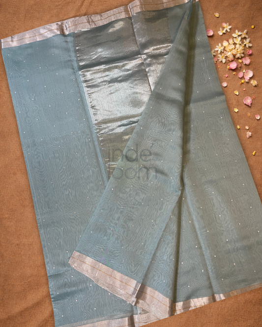Chanderi Silk Saree Silver Gray