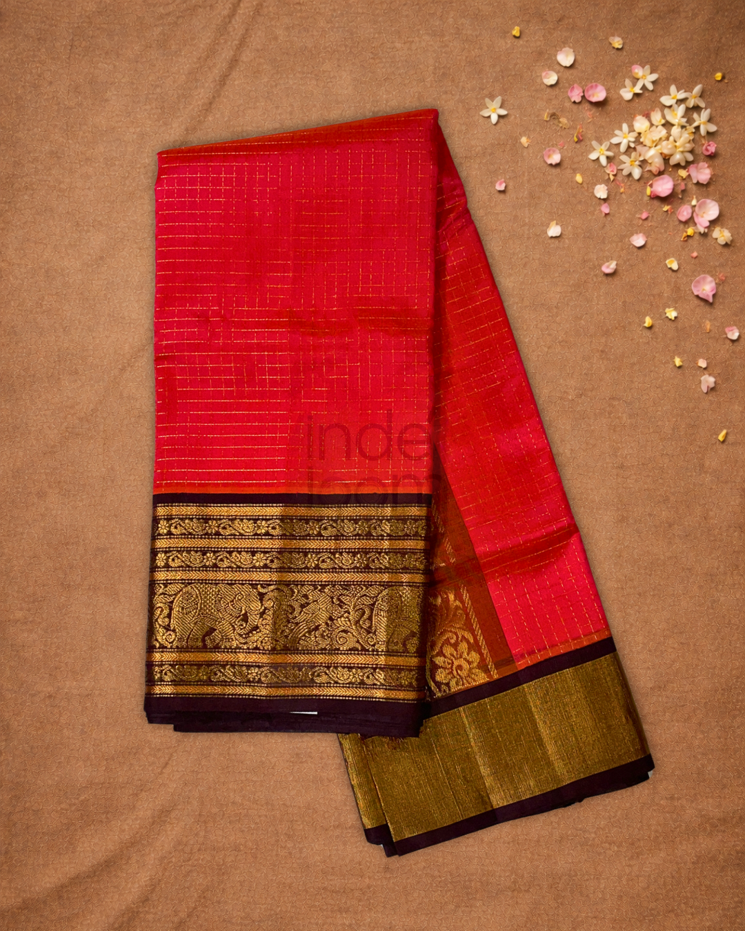 Pure Handloom Korvai Saree | Apple Red