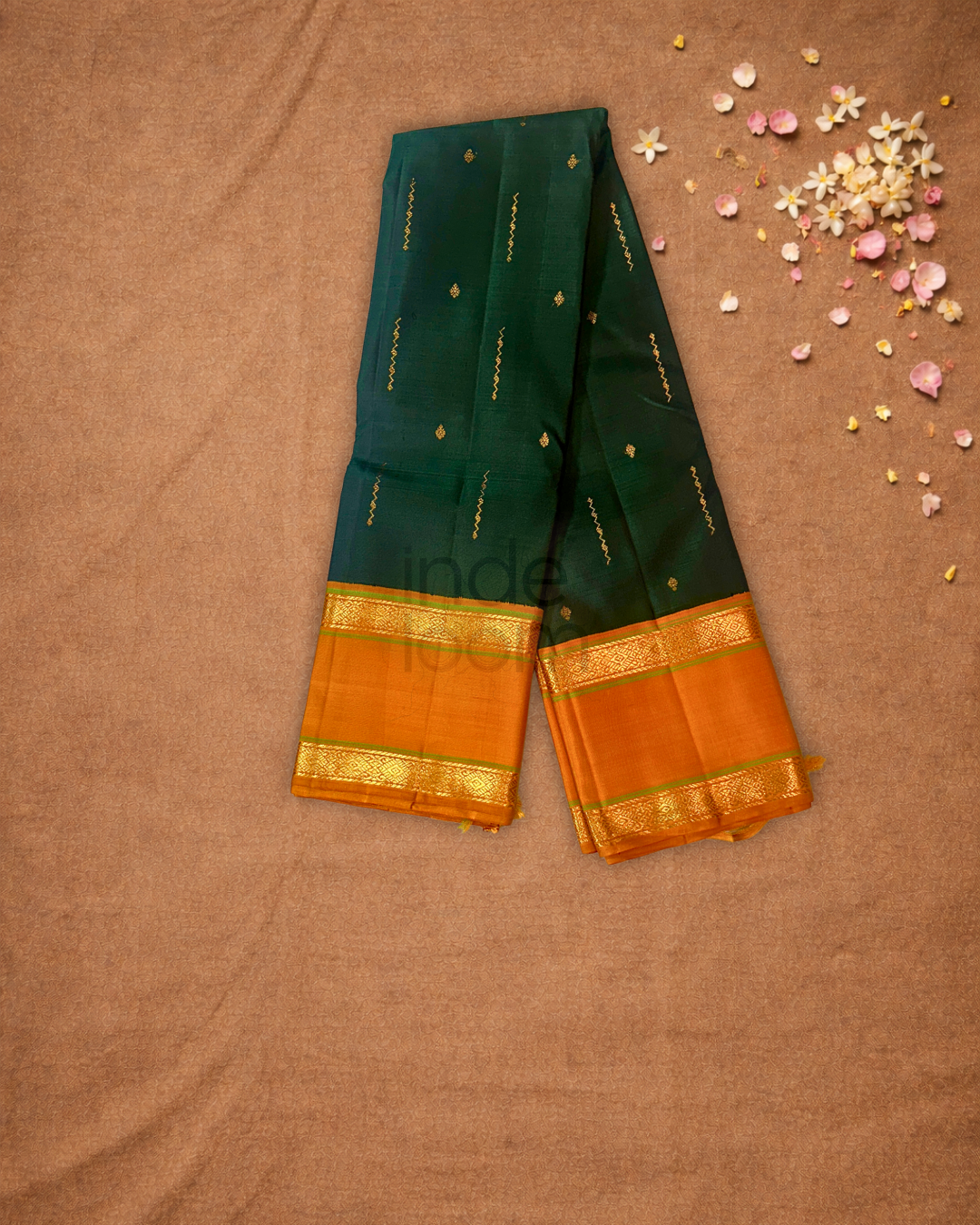 Silk Mark Certified Handloom Kanjivaram Silk Saree  |  Deep Teal