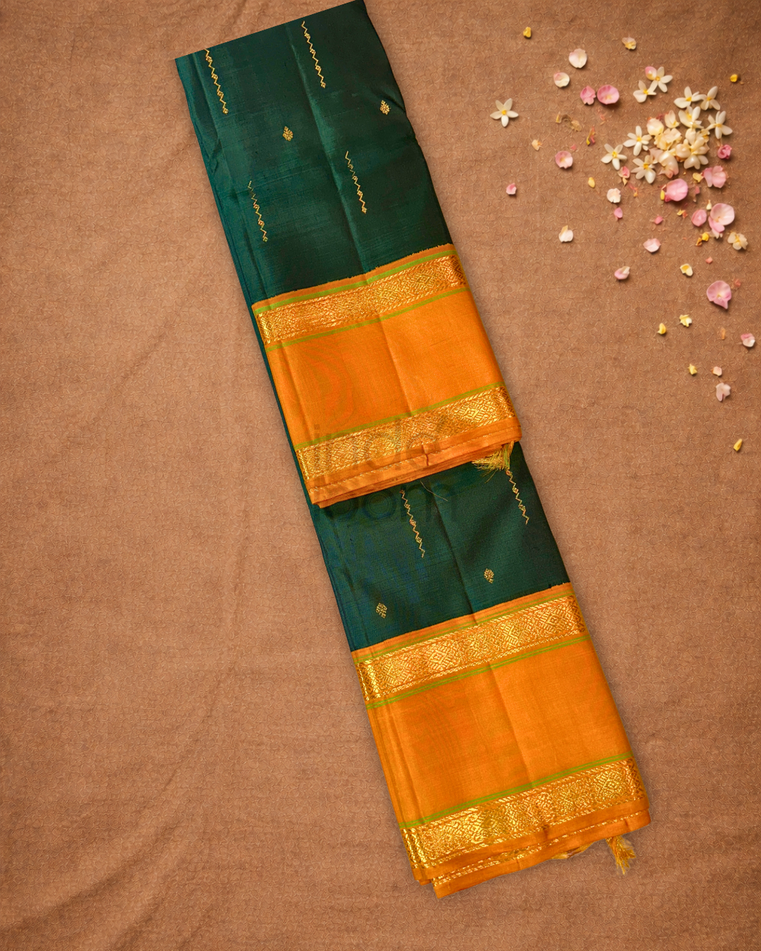 Silk Mark Certified Handloom Kanjivaram Silk Saree  |  Deep Teal