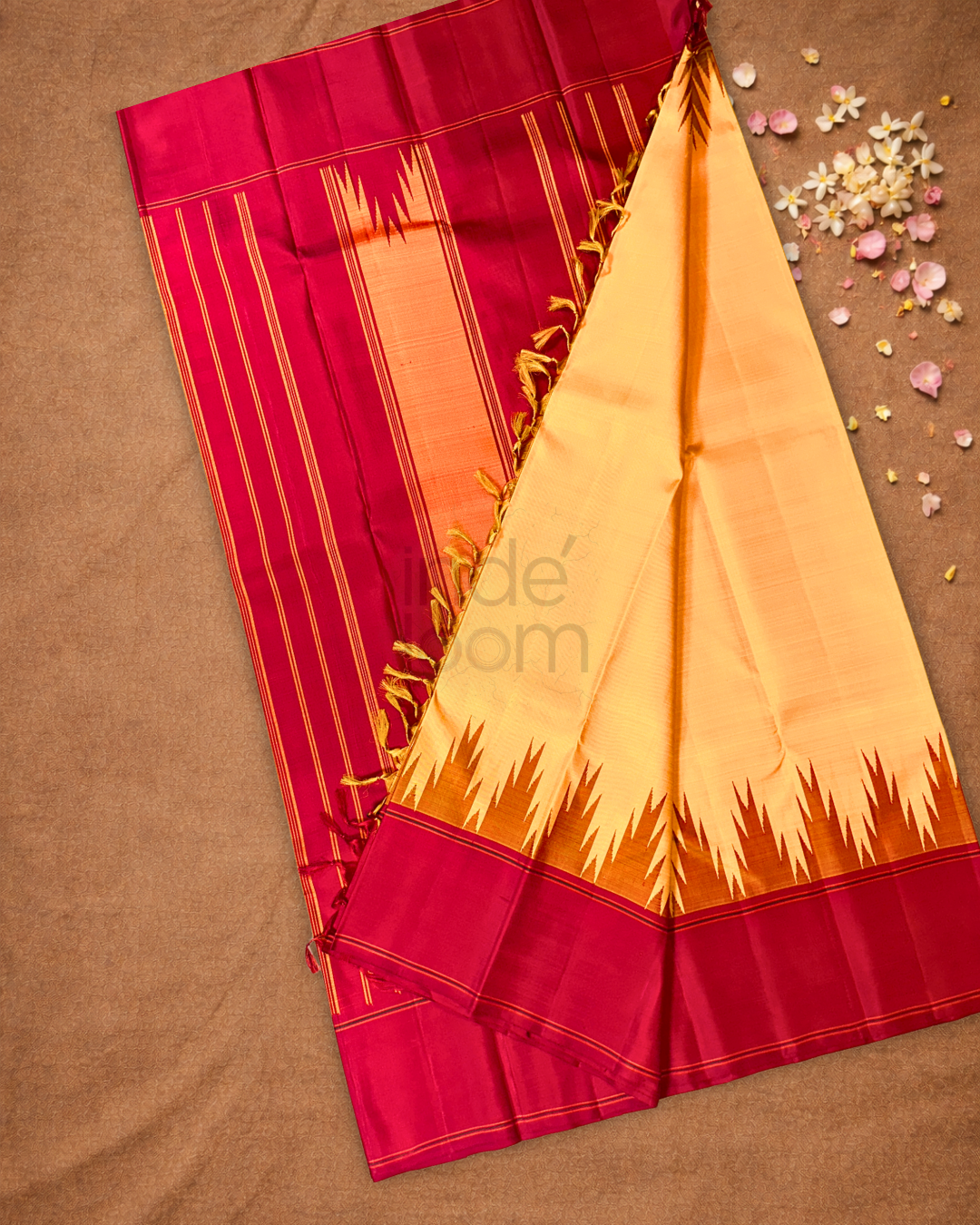 Silk Mark Certified Handloom Kanjivaram Silk Saree  |  Mustard Yellow