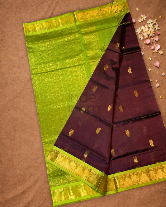 Handloom Korvai Silk Cotton Saree  |  Berry Pink